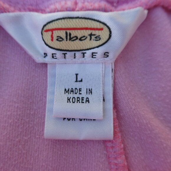 Vintage 90s Pink Velour Track Suit Talbots Petites M Zip Jacket L Pull On Pants - Picture 14 of 16